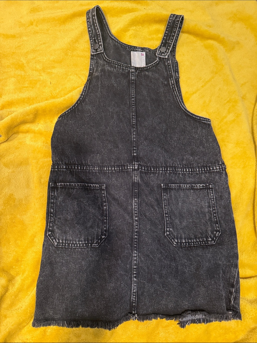 SO Black Washed Denim Pinafore Mini Dress